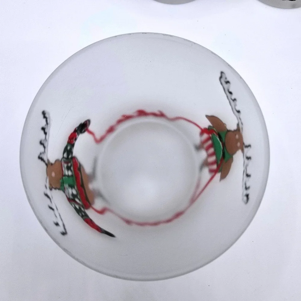 1991 VTG Neiman Marcus Knitting Reindeer Moose‎ Christmas Lowball Glasses Set-3